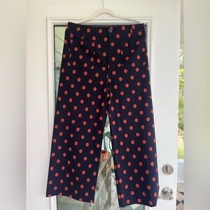 Maeve by Anthropologie Navy and Coral Polka Dot Pant